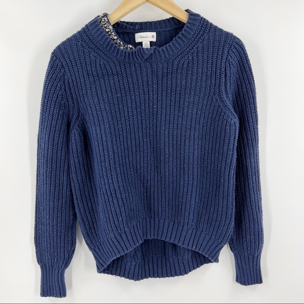 PHILLIP Lim x Target rhinestone ribbed navy sweater size S